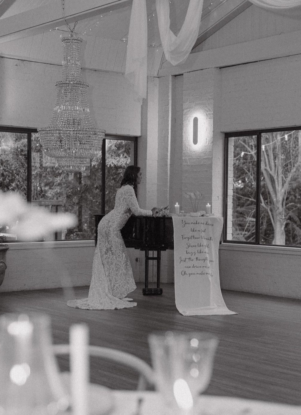 Linen Signage with Song lyrics. Hire Only.